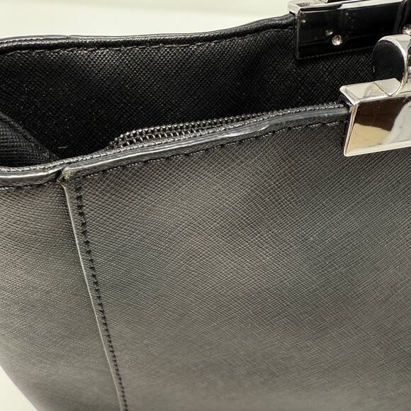 Michael Michael Kors Black Leather Silver Tone Top Handle Handbag 13 X 9 X 4.5 - Picture 16 of 16